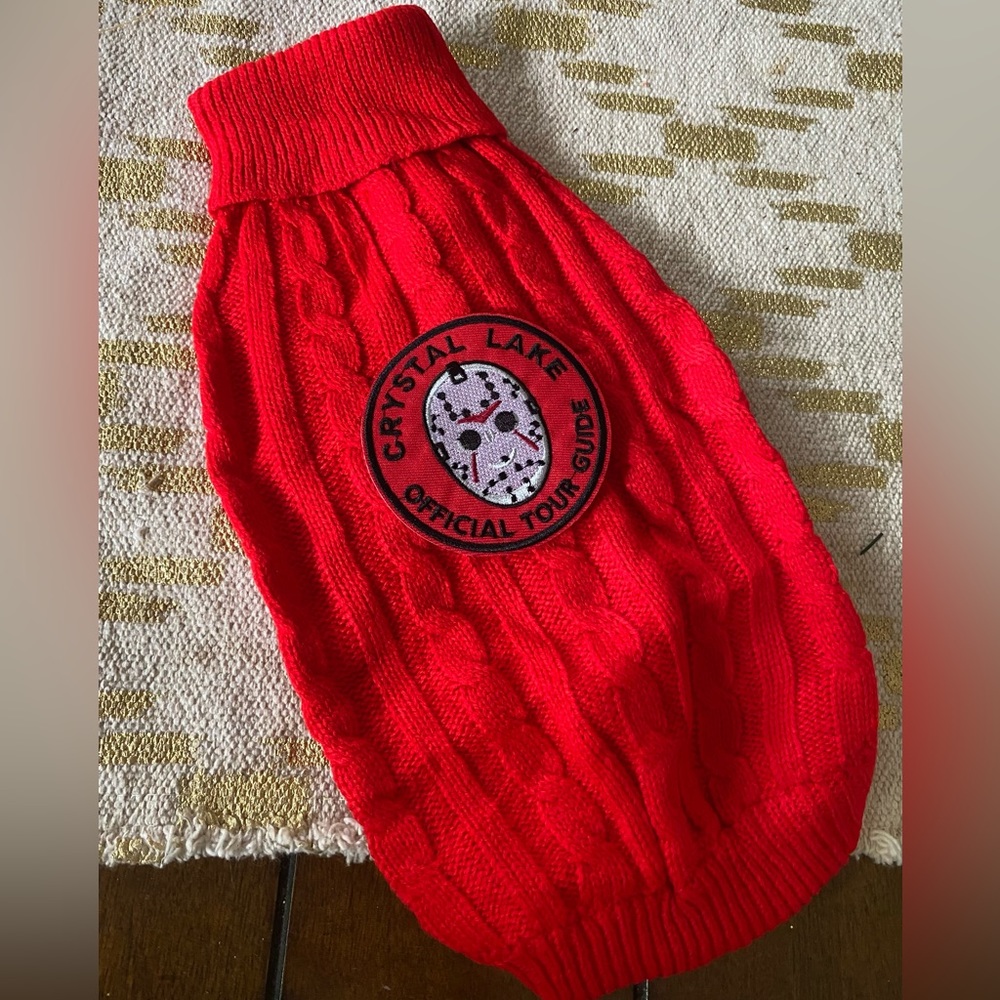 Turtleneck red dog happy cat camper Jason crystal lake sweater warm cozy coat s